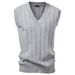 Pulse V-Neck Cable Knit Vest 2025 Cross-Border European Size Sweater Autumn Winter Men's Business Navy Blue_viptrois.com