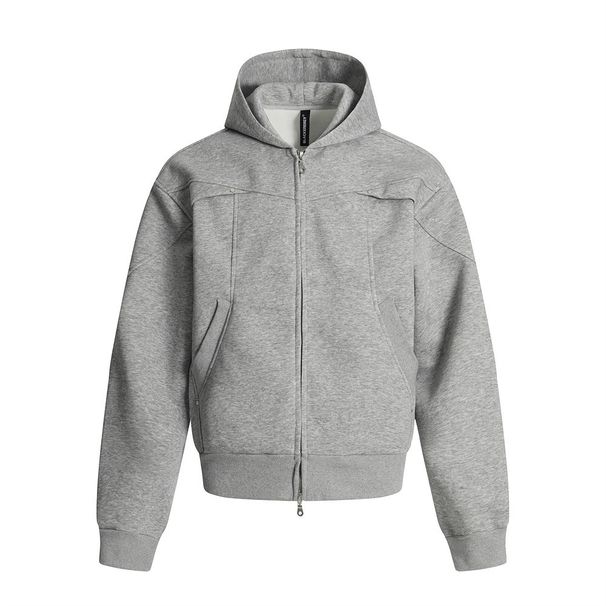 Vibe Trendy Hooded Cardigan Sweatshirt Men's Spring And Autumn Design Sense Short Deconstructed Patchwork Double Zipper_viptrois.com