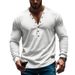 24 New Men's Spring And Autumn American Style Solid Color Thin Long Sleeve T-Shirt Casual Base Slim Fit Button V-Neck_viptrois.com