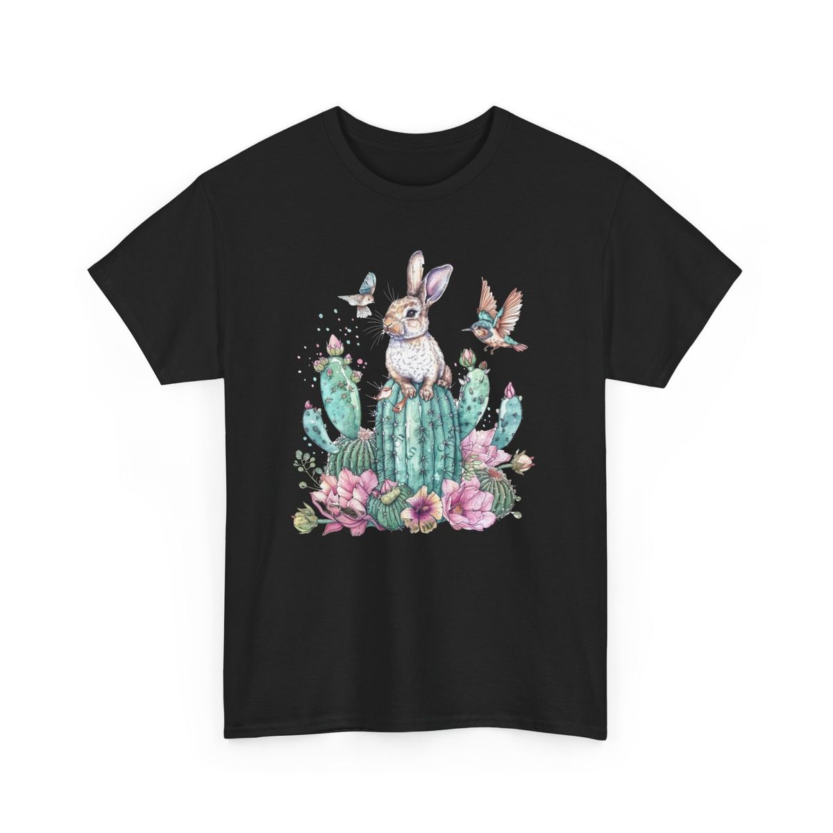 Rabbit Cactus Desert T-Shirt Mens Womens Tees Top - Cherry Flower Tee For Spring Lovers_viptrois.com