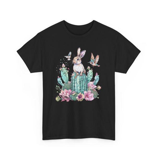 Rabbit Cactus Desert T-Shirt Mens Womens Tees Top - Cherry Flower Tee For Spring Lovers_viptrois.com