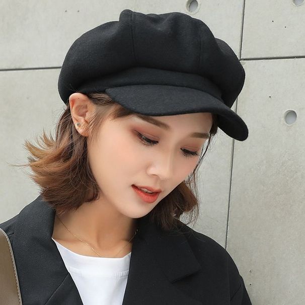 for Women Autumn Versatile Octagonal Hat Woolen Fashion Beret British Style 2023 New Trendy Winter_viptrois.com