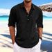 Men's Casual Long Sleeve Pullover Shirt | Lightweight Comfort Fit Daily Wear | Solid Color Versatile Top_viptrois.com