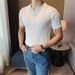 Men's Clothing New Business Men's Tops Handsome V Neck All Match High End Knitted Polo Shirt_viptrois.com