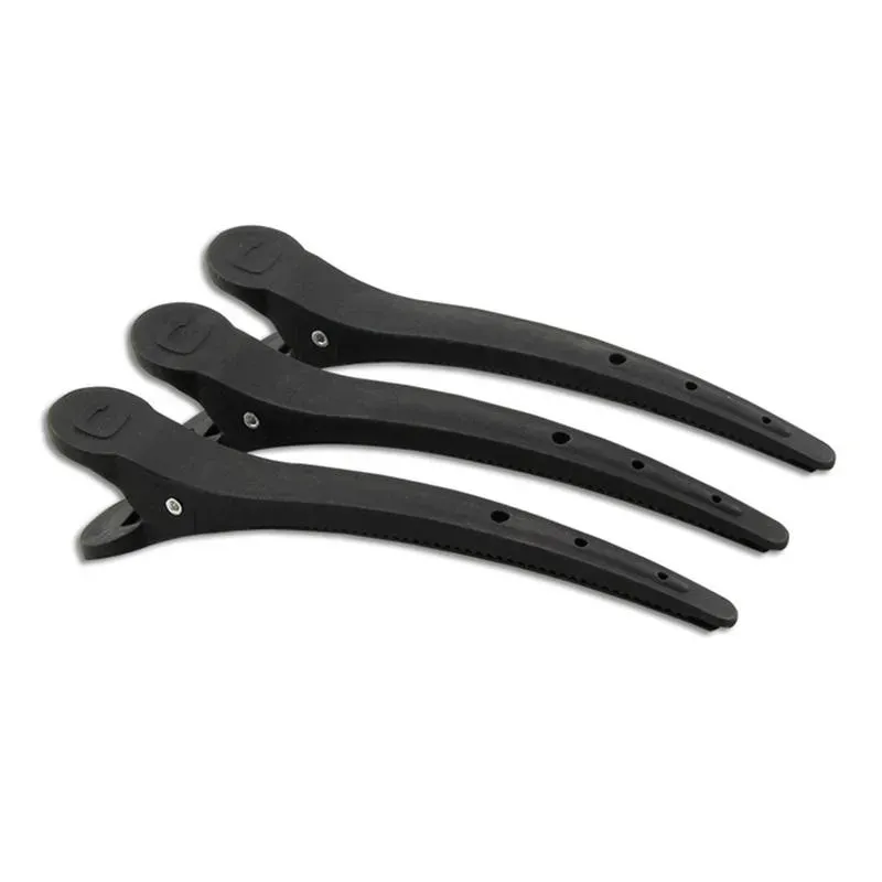 10pcs Black Clip Flat Duck Mouth Professional Carbon Salon Styling Cutting Hair Clips_viptrois.com