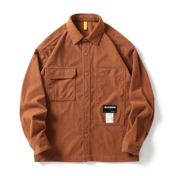 Heavy Waffle Texture For Men Japanese Retro Trendy Brand Workwear Shirt Long Sleeve Spring Autumn Loose Casual Jacket_viptrois.com
