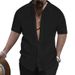 2024 Summer Men's Shirt Casual Loose Short Sleeve Beach Button-Up Top_viptrois.com