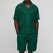 Men's Clothing Casual Fashion Solid Color Shirt Shorts Two Piece Suit_viptrois.com
