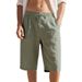 Men's Summer Linen Shorts Thin Beach Casual Loose Straight Capri_viptrois.com