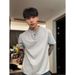 Men's Henley Neck Short Sleeve T-Shirt - Summer Waffle Knit Relaxed Fit Polo Shirt In Light Grey - Casual Streetwear For Teens & Young Adults_viptrois.com