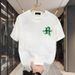 Young Men's Style Heavyweight Cotton T-Shirt Short-Sleeved Round Neck Summer Trendy Print Loose Versatile Top_viptrois.com