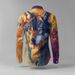 Starlit Sky Mens Casual Shirt Spring Single Breasted Lapel Design Loose Fit Comfortable Business Shirt Wolf Oil Painting 2025_viptrois.com