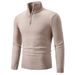 Loom Foreign Trade Half Turtleneck Sweater For Men, Autumn And Winter Solid Color Thick Stand Collar Slim Fit Zipper Knitted_viptrois.com