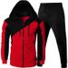 Men's Clothing Autumn And Winter Foreign Trade Sports Two Color Splicing Jacket Long Sleeve Long Pants Hooded Casual Sports Men's Suit_viptrois.com