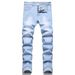 Men's Slim Fit Stretch Jeans - Light Wash Comfortable Cotton Denim Pants For Casual Wear_viptrois.com