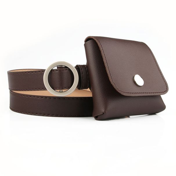 Women's Belts style personalized non-hole round buckle thin belt waist bag women's casual key coin purse belt pants wholesale_viptrois.com
