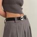 Instagram style metal circular small buckle PU decorative black niche belt for versatile use_viptrois.com