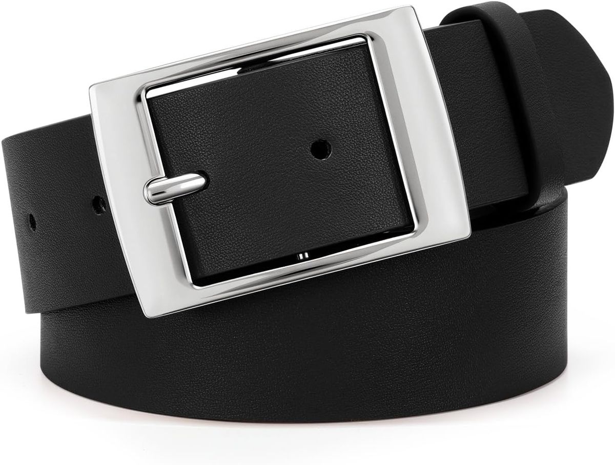 Women's Leather Belt For Jeans Dresses Trousers With Classic Pin Buckle, 3.8 Cm Width_viptrois.com
