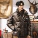 Men's Clothing 90% White Duck Down PU Leather Down Jacket Men's Winter Thickened American Trendy Bread Jacket Men's Leather Jacket_viptrois.com
