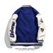 CT American Style Baseball Klein Leather Sleeve Patchwork Sweatshirt Jacket Men Loose Blue Couple Casual Coat_viptrois.com