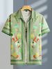 Large Size Men's Trendy Short Sleeve Shirt Loose Fit Casual Lapel Polyester Summer Shirt Printed Modern Stylish_viptrois.com
