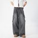 Men's Clothing Distressed Work Jeans For Men Spring And Summer New Style Side Three Dimensional Pockets Straight Pants Textured Loose Long Pants_viptrois.com