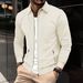 2024 Outerwear Spring And Autumn Youth Waffle Zippered Pocket Flip Collar Slim Fit Cardigan Men's Jacket Outer_viptrois.com