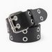Punk Grommet Belt With Double Roller Buckle - Edgy Adjustable Waistband For Streetwear & Y2K Looks_viptrois.com