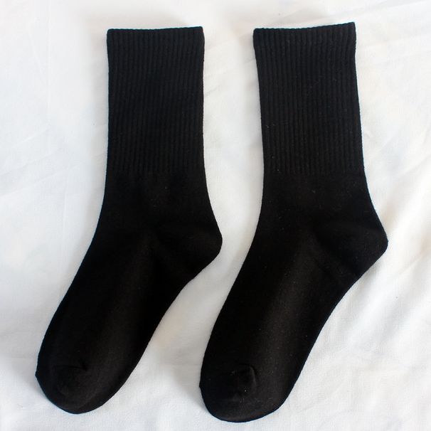 High Elastic Female Socks Student Black And White Mid-tube Socks Sports Wicking Cotton Socks Casual Solid Color Long Socks Female_viptrois.com