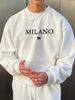 Men's Loose Casual Fashion MILANO 96 Letter Pattern Printed Round Neck Long Sleeved Sportswear For Autumn And Winter_viptrois.com