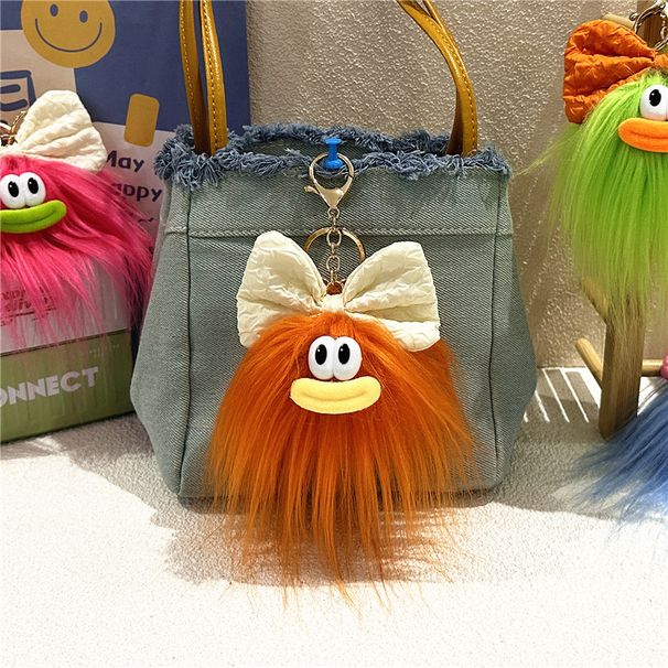 Bag Charm Cute Bow Doll Keychain Cartoon Funny Plush Schoolbag Pendant Funny Ugly Cute Doll Pendant Gift_viptrois.com