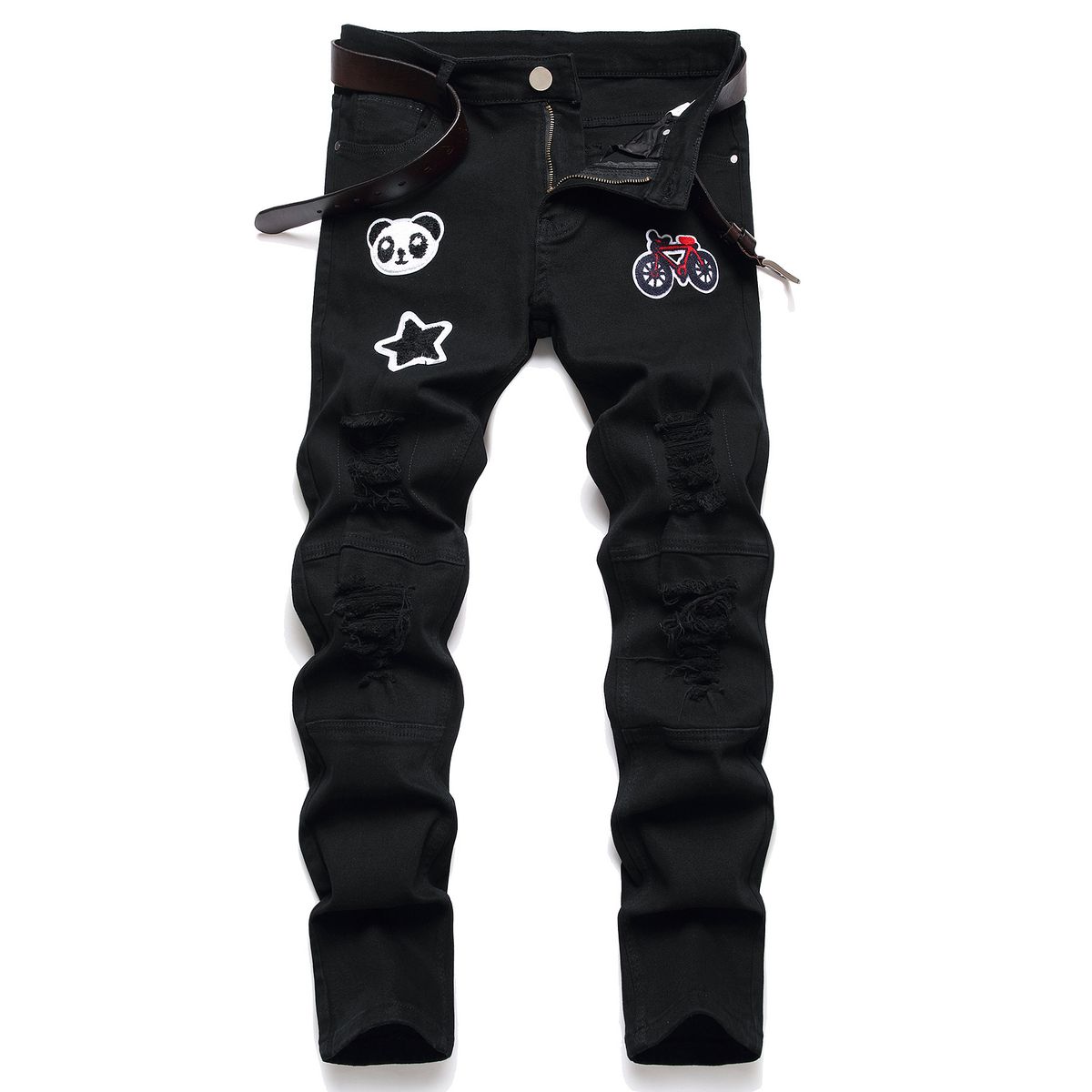Men's Clothing New Style Pattern Slightly Elastic Black Pants Selected High Quality Fabrics Slim Small Straight_viptrois.com