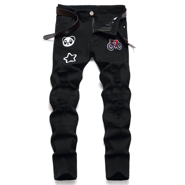 Men's Clothing New Style Pattern Slightly Elastic Black Pants Selected High Quality Fabrics Slim Small Straight_viptrois.com