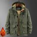 Men's All-Season Utility Jacket – Lightweight Nylon Shell With Fleece Lining, Multi-Pocket Tactical Design & Hooded Windbreaker (Khaki/Army Green)_viptrois.com