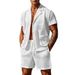 Men's Clothing Mesh Breathable Cool Leisure Suit Thin Men's Short Sleeved Shorts Two Piece Suit_viptrois.com
