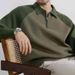 "Men's Contrast Collar Semi-Zip Polo Sweater – Oversized Knit Pullover With Raglan Sleeves, Machine Washable (5 Sizes, Green/Black/White)"_viptrois.com