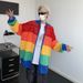 Men's Clothing Sweater Men's Spring And Autumn Trendy Brand Dopamine Striped Jacket Hollow Zipper Cardigan Loose Rainbow Coat_viptrois.com
