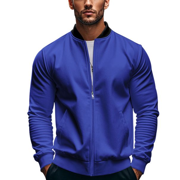 Men's Stand Collar Zipper Long Sleeve Baseball Jacket Style Twill Fabric Autumn New Fashion_viptrois.com