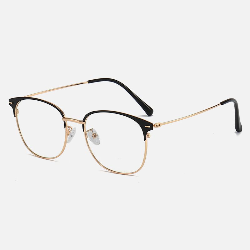 Men's New Fashion Korean Square Literary Metal Flat Mirror Anti Blue Light Glasses Frame Men_viptrois.com
