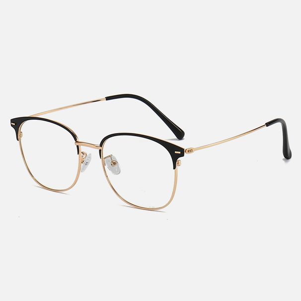 Men's New Fashion Korean Square Literary Metal Flat Mirror Anti Blue Light Glasses Frame Men_viptrois.com