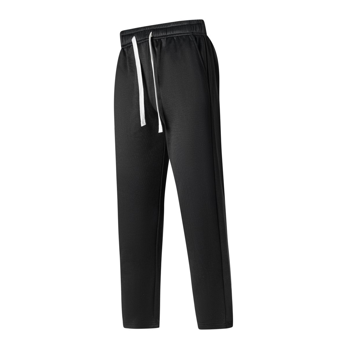 Minimalist Drawstring Jogger Pants – European Fit Straight-Leg Trousers With Ribbed Hem (Black, Sizes S-XXL)_viptrois.com