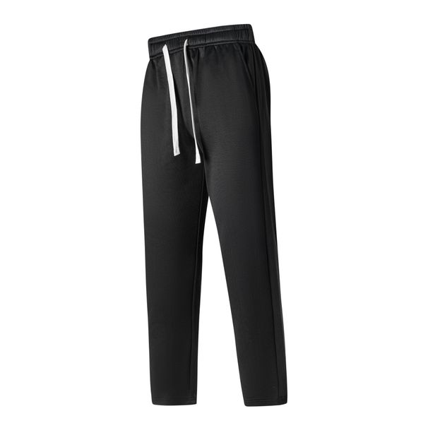 Minimalist Drawstring Jogger Pants – European Fit Straight-Leg Trousers With Ribbed Hem (Black, Sizes S-XXL)_viptrois.com