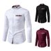 Men's Clothing New Men's Stand Collar Henry Shirt Plaid Colorblock Long Sleeve Shirt_viptrois.com
