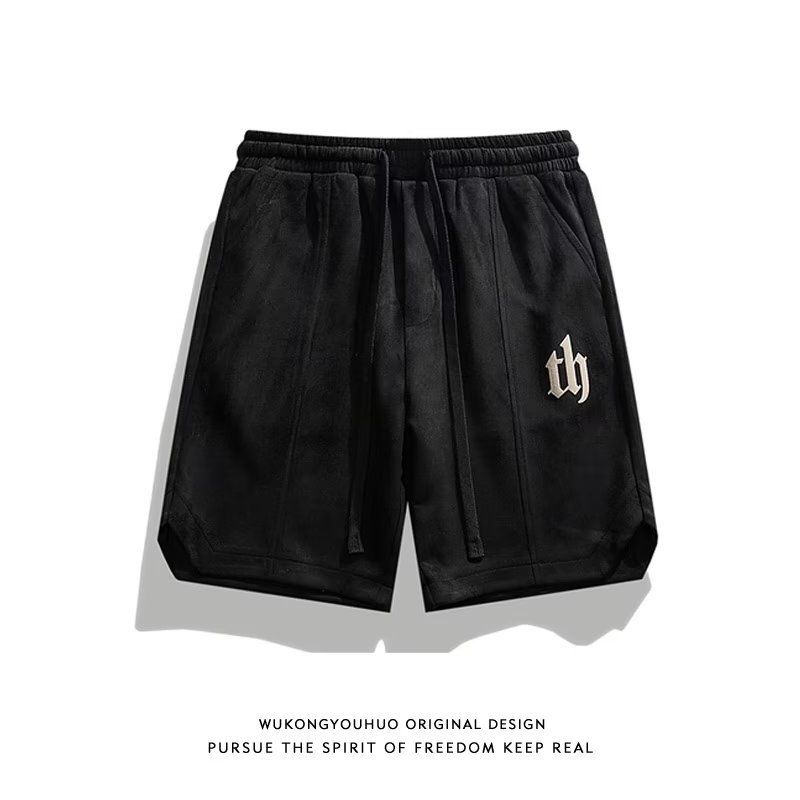 Men's Hip-Hop Loose Fit Casual Shorts Breathable Cotton Blend Summer 5-Inch Letter Print Streetwear Gym Essential_viptrois.com