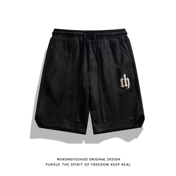 Men's Hip-Hop Loose Fit Casual Shorts Breathable Cotton Blend Summer 5-Inch Letter Print Streetwear Gym Essential_viptrois.com