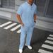 "Men's Jacquard Polo Shirt & Trousers Set – Breathable Summer Outfit, Classic Lapel & Short Sleeve Design"_viptrois.com