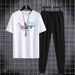 Men's Clothing Short Sleeved Trousers Suit Men's New Style Youth Men's Sports Leisure Round Neck Trendy Printed Two Piece Suit_viptrois.com