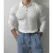 Men's Slim-Fit Knit Polo Sweater - Long Sleeve Business Casual Pullover (White, Black, Brown) - Breathable & Wrinkle-Free Sizes M To XXXL_viptrois.com