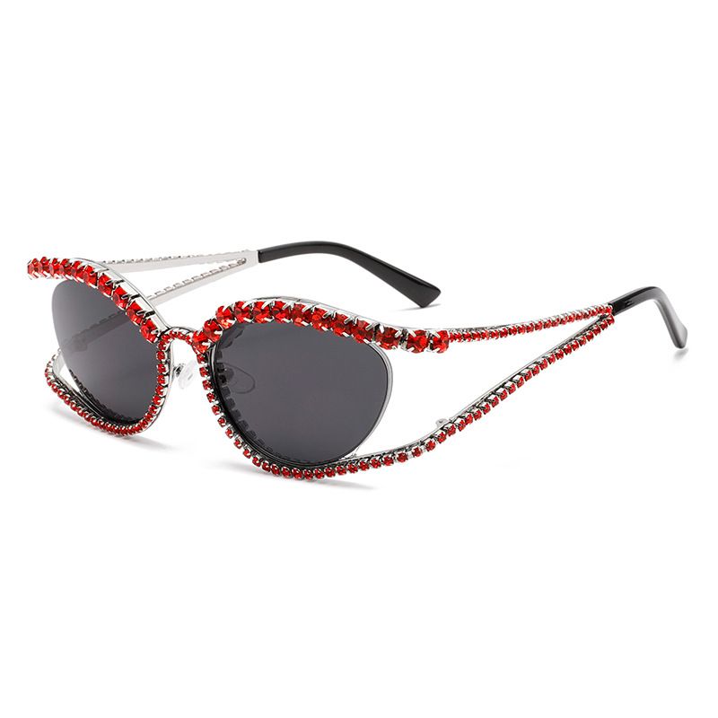 2024 Diamond hollow cat eye shaped diamond inlaid sunglasses_viptrois.com