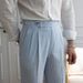 Men's Clothing Summer Men's Suit Pants, Seersucker High Waist Straight Pants, British Petty Blue Striped Italian Casual Trousers_viptrois.com